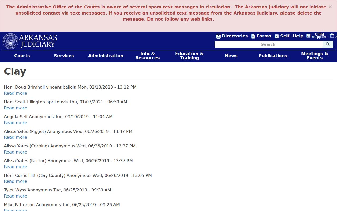 Clay County court docket directory