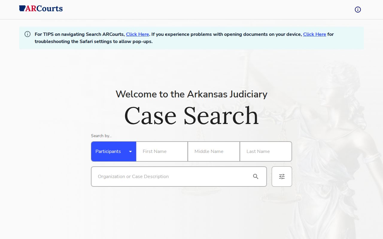 Search ARCourts Clay County court docket controls