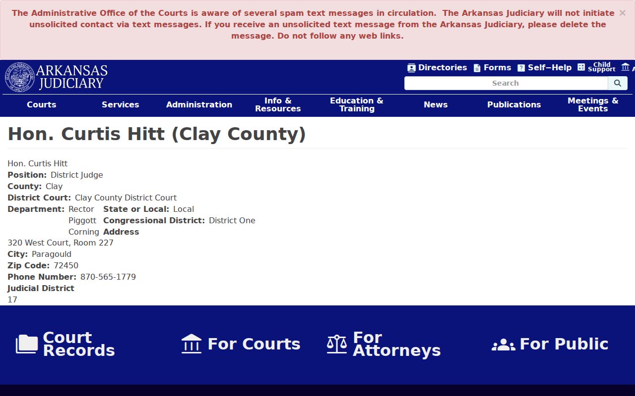 Clay County court dates District Judge department profile