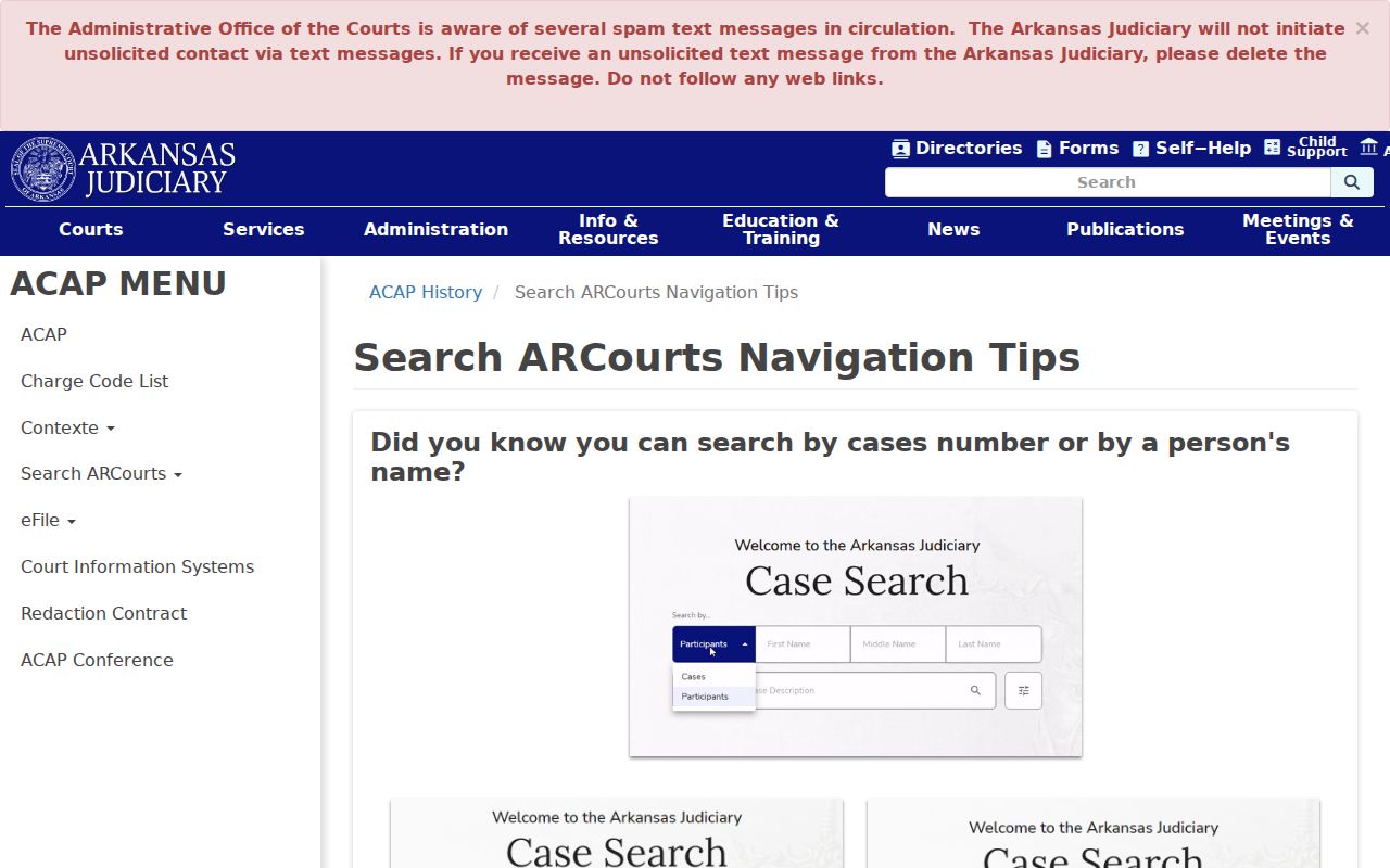 Clay County case lookup Search ARCourts navigation tips