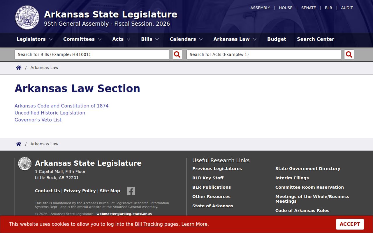 Clay County civil docket Arkansas Code access page