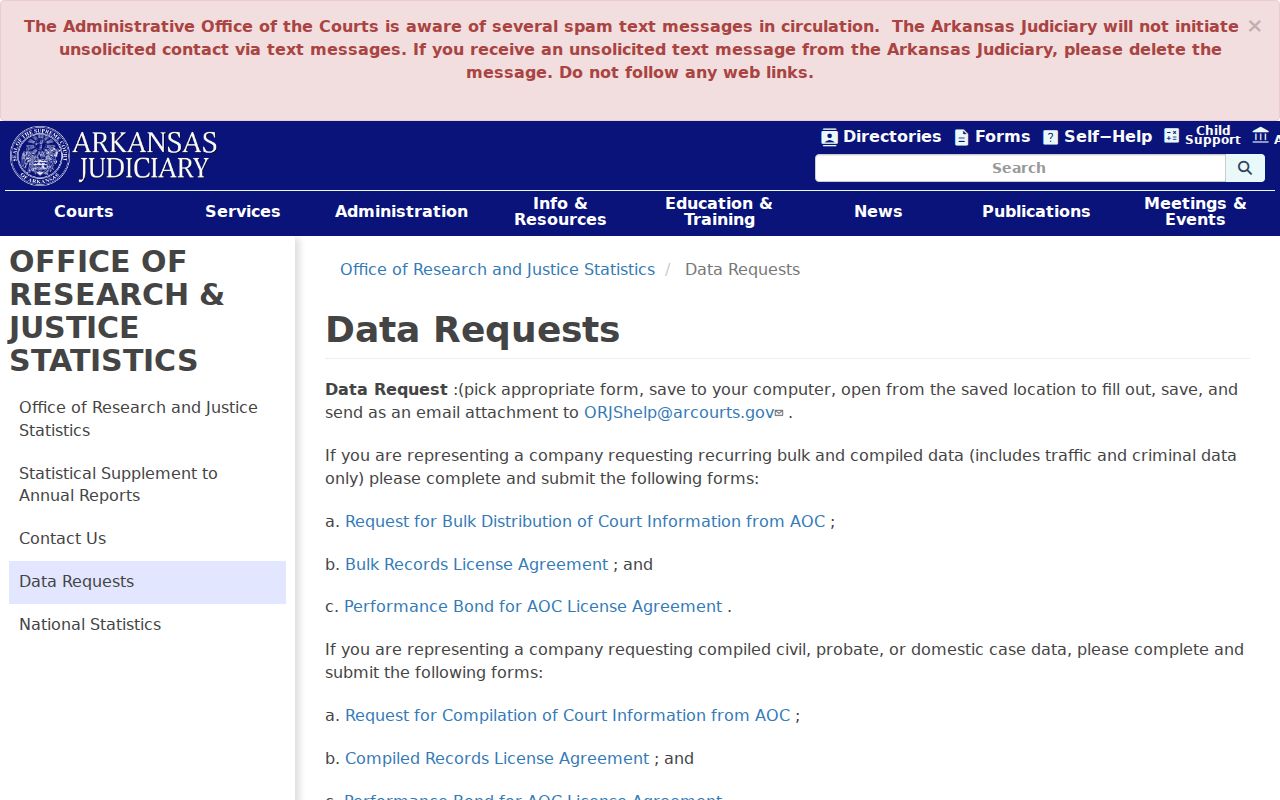 Clay County court records AOC compiled data request options