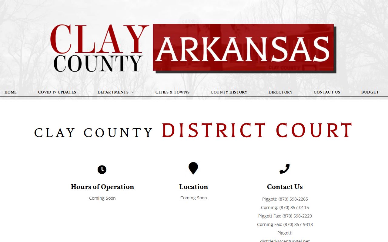 Clay County Piggott court docket contact page
