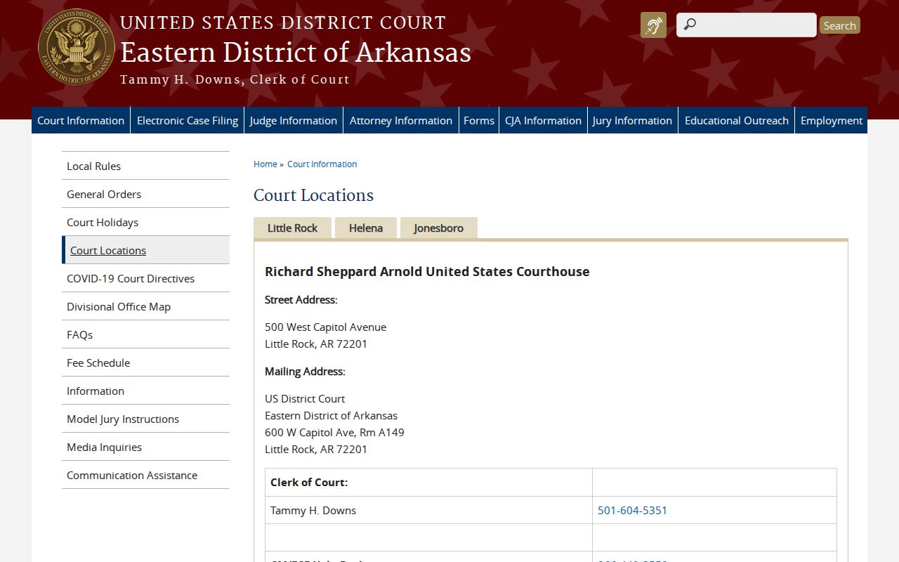 Clay County St. Francis court docket and federal courthouse directory